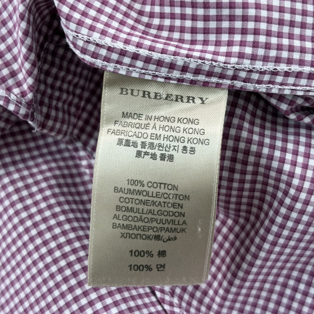BURBERRY Brit Chest Logo Flip Cuffs Shirt in Wine Nova Check Men XL Designer - Picture 10 of 13